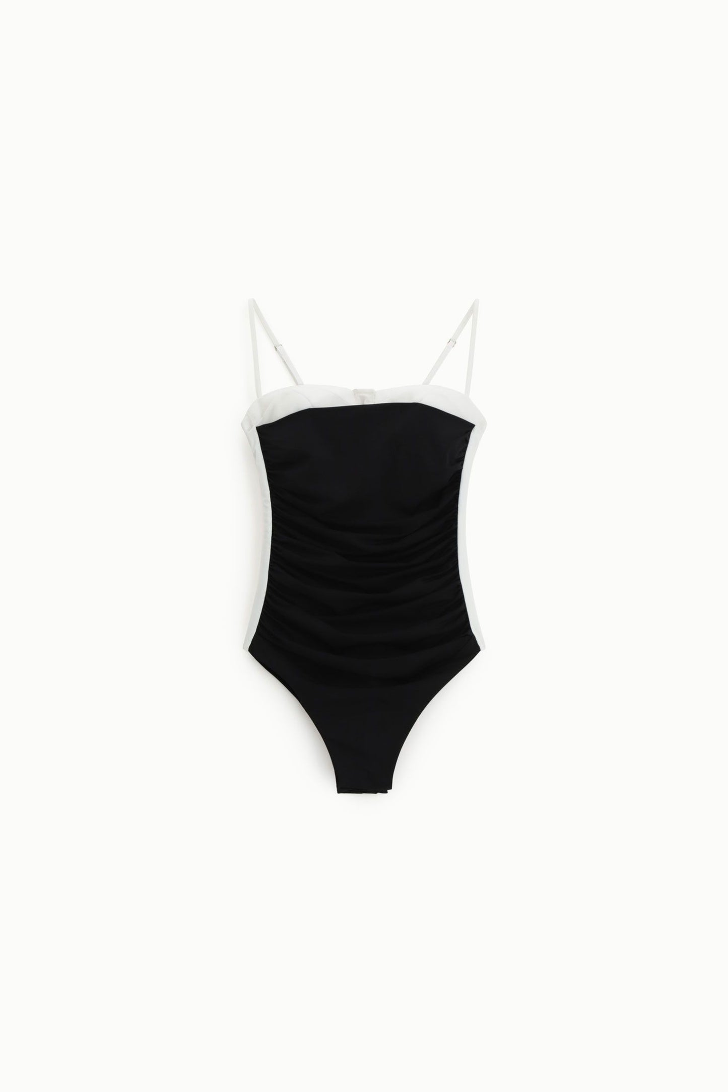 Body con spalline sottili e motivo bicolore