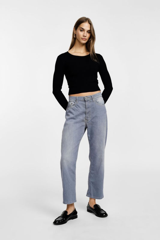 Jeans straight-leg a vita media con passanti