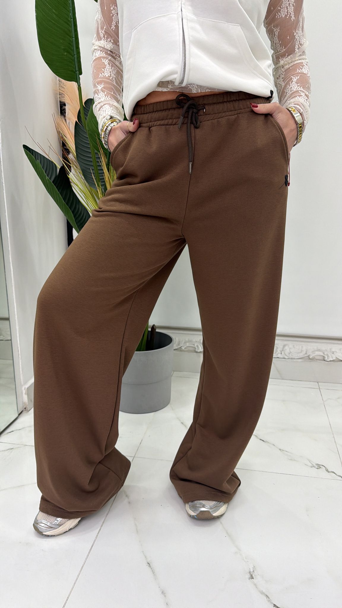 Pantaloni palazzo sportivi vita alta coulisse