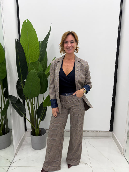 Please-Pantalone Quadretti Jeans