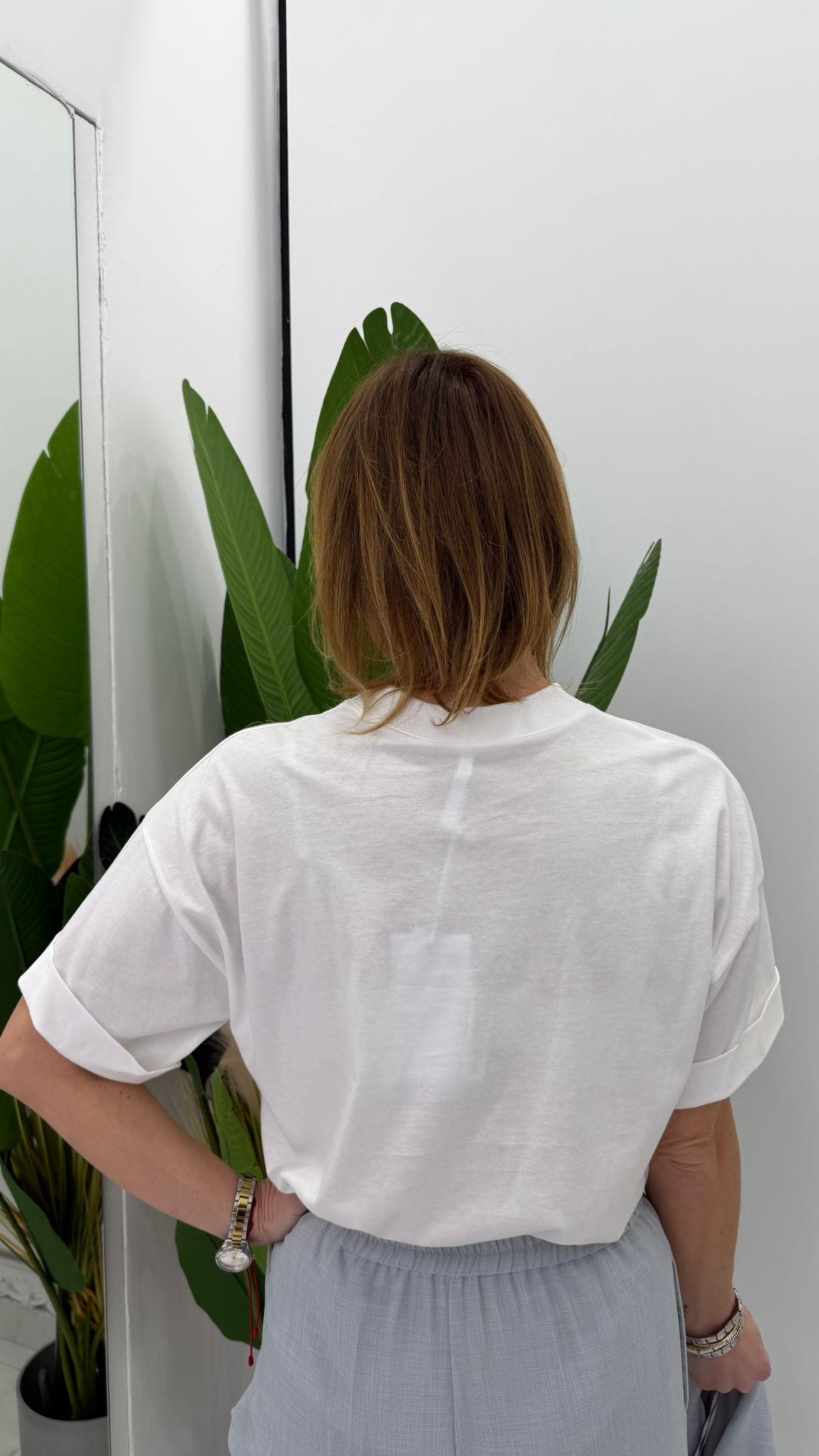 T-shirt girocollo stampa secchi pittura oversize