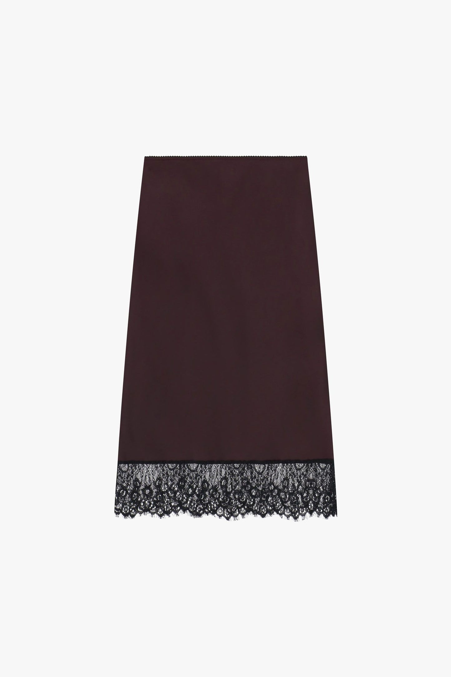 Gonna midi con bordo in pizzo e taglio dritto