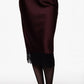 Gonna midi con bordo in pizzo e taglio dritto