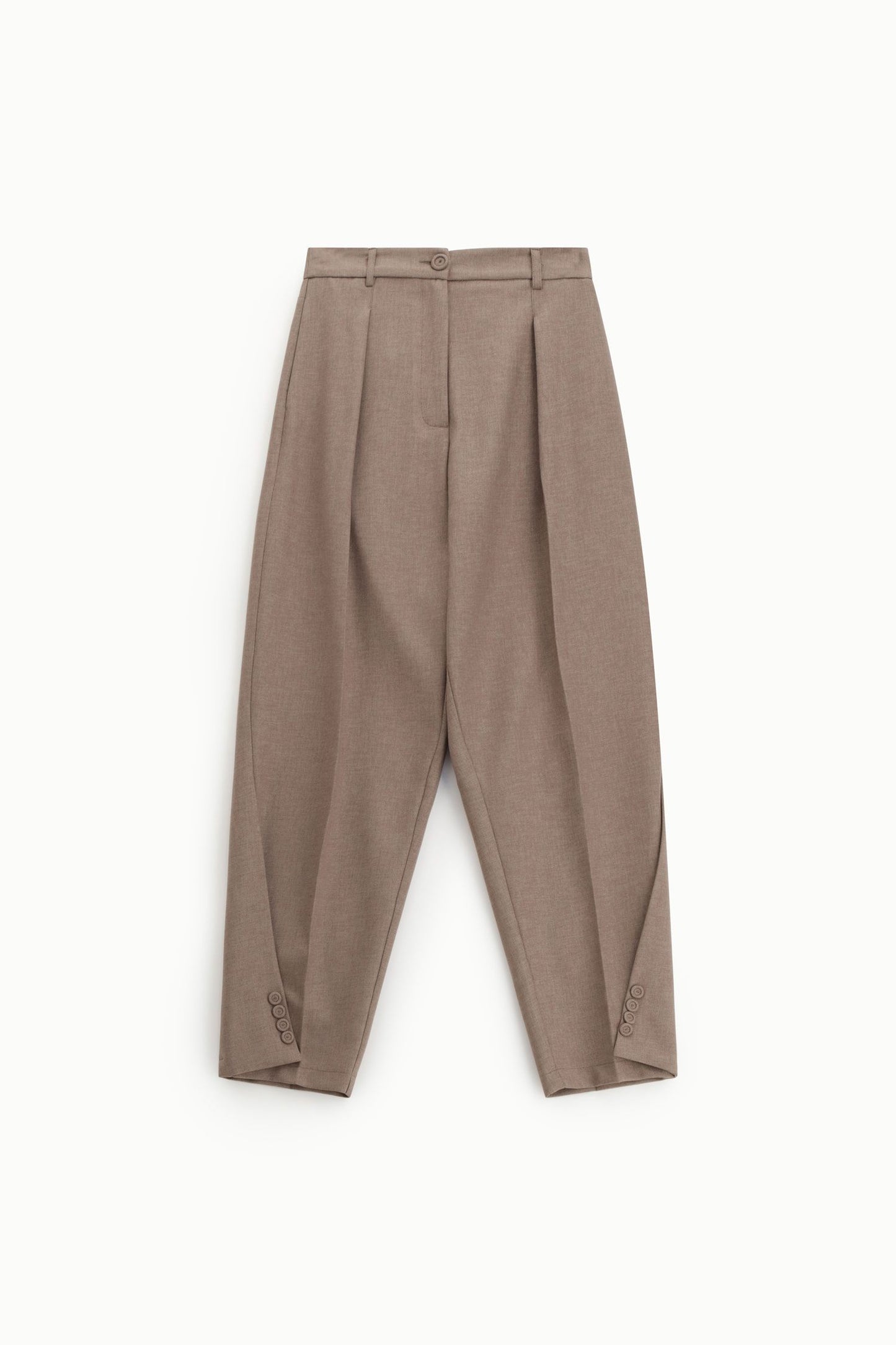 Pantaloni sartoriali ampi pinces chiusura frontale
