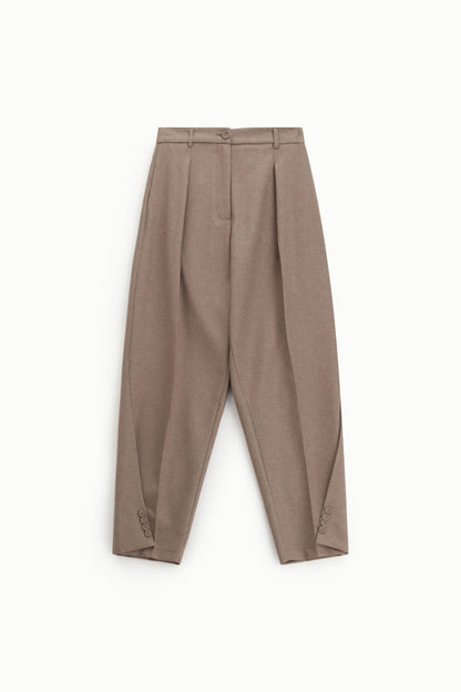 Pantaloni sartoriali ampi pinces chiusura frontale