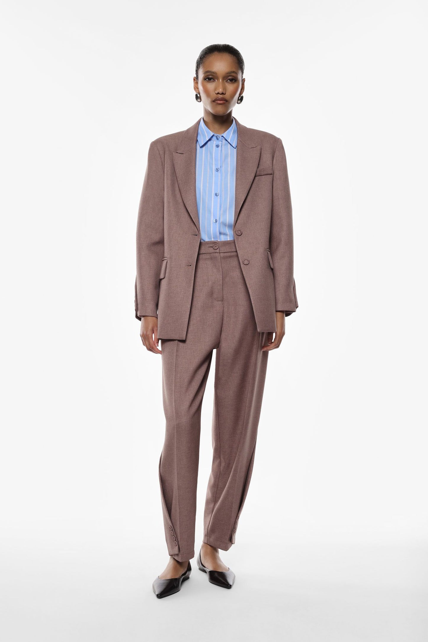 Pantaloni sartoriali ampi pinces chiusura frontale