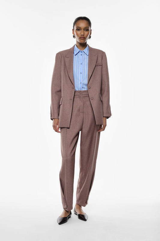 Pantaloni sartoriali ampi pinces chiusura frontale