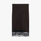 Gonna midi con bordo in pizzo e taglio dritto