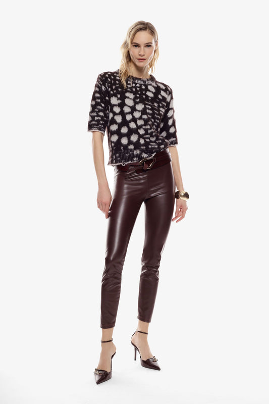 Trousers skinny fit vita alta effetto pelle