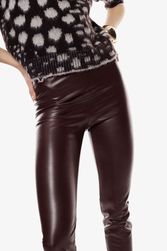 Trousers skinny fit vita alta effetto pelle