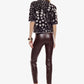 Trousers skinny fit vita alta effetto pelle