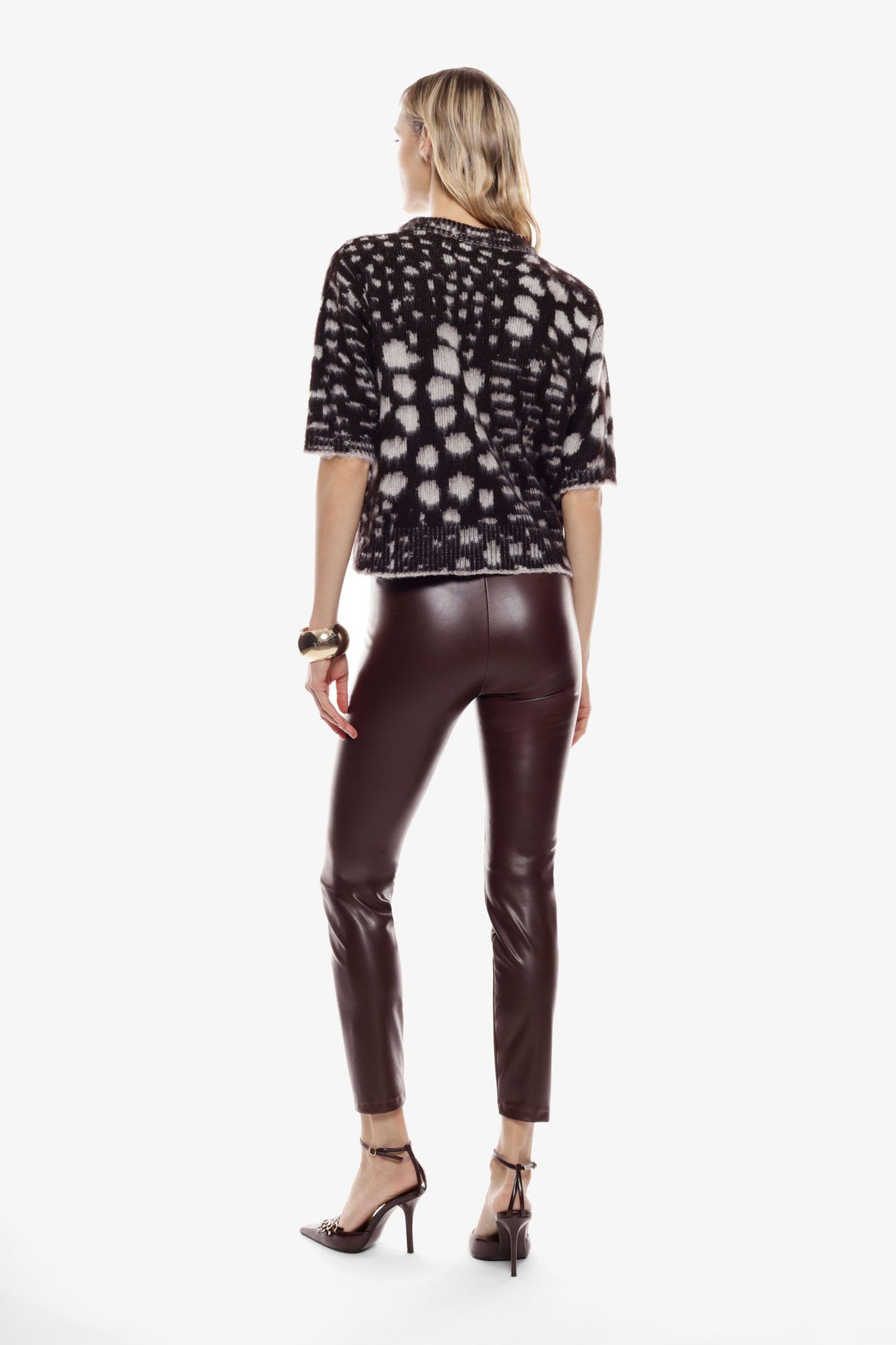 Trousers skinny fit vita alta effetto pelle