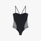 Body con spalline sottili e pannelli laterali in rete