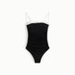 Body con spalline sottili e motivo bicolore
