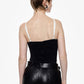 Body con spalline sottili e motivo bicolore