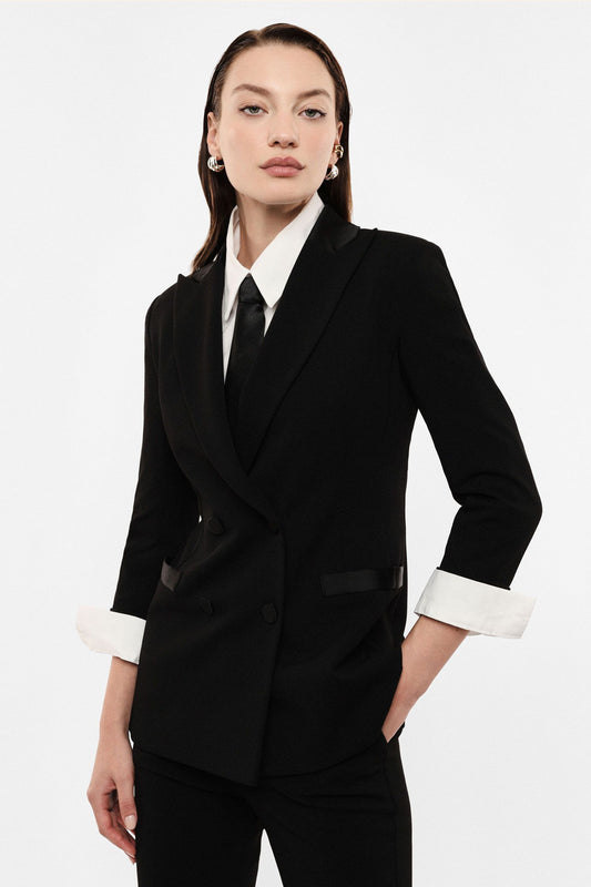 Blazer doppiopetto con maniche tre quarti