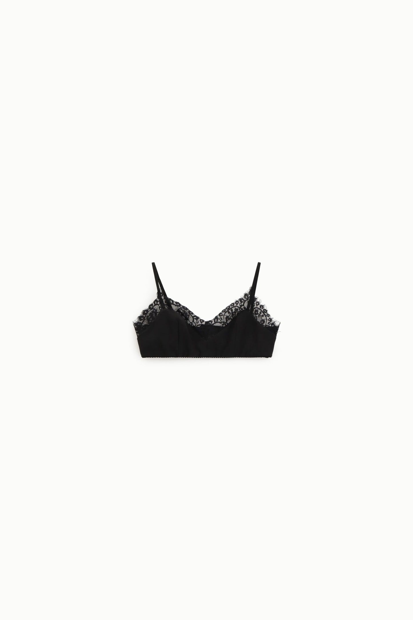 Top spalline sottili con bordo in pizzo decorativo