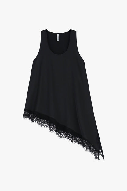 Top asimmetrico con bordo in pizzo