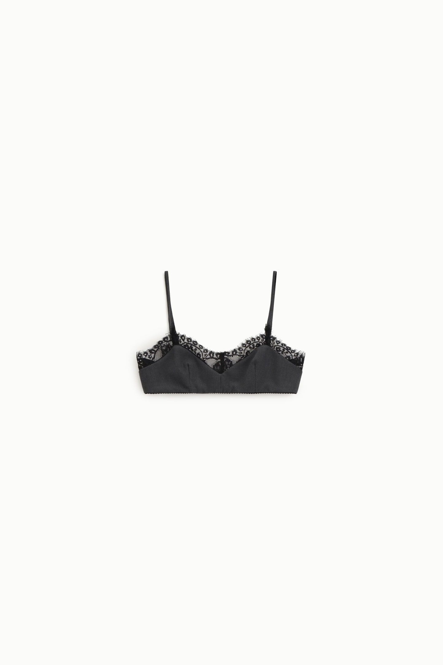 Top spalline sottili con bordo in pizzo decorativo