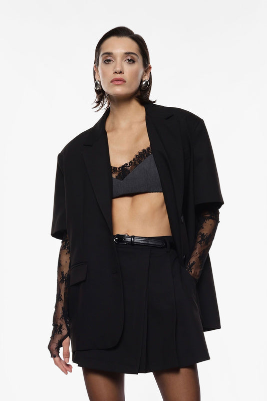 Top spalline sottili con bordo in pizzo decorativo