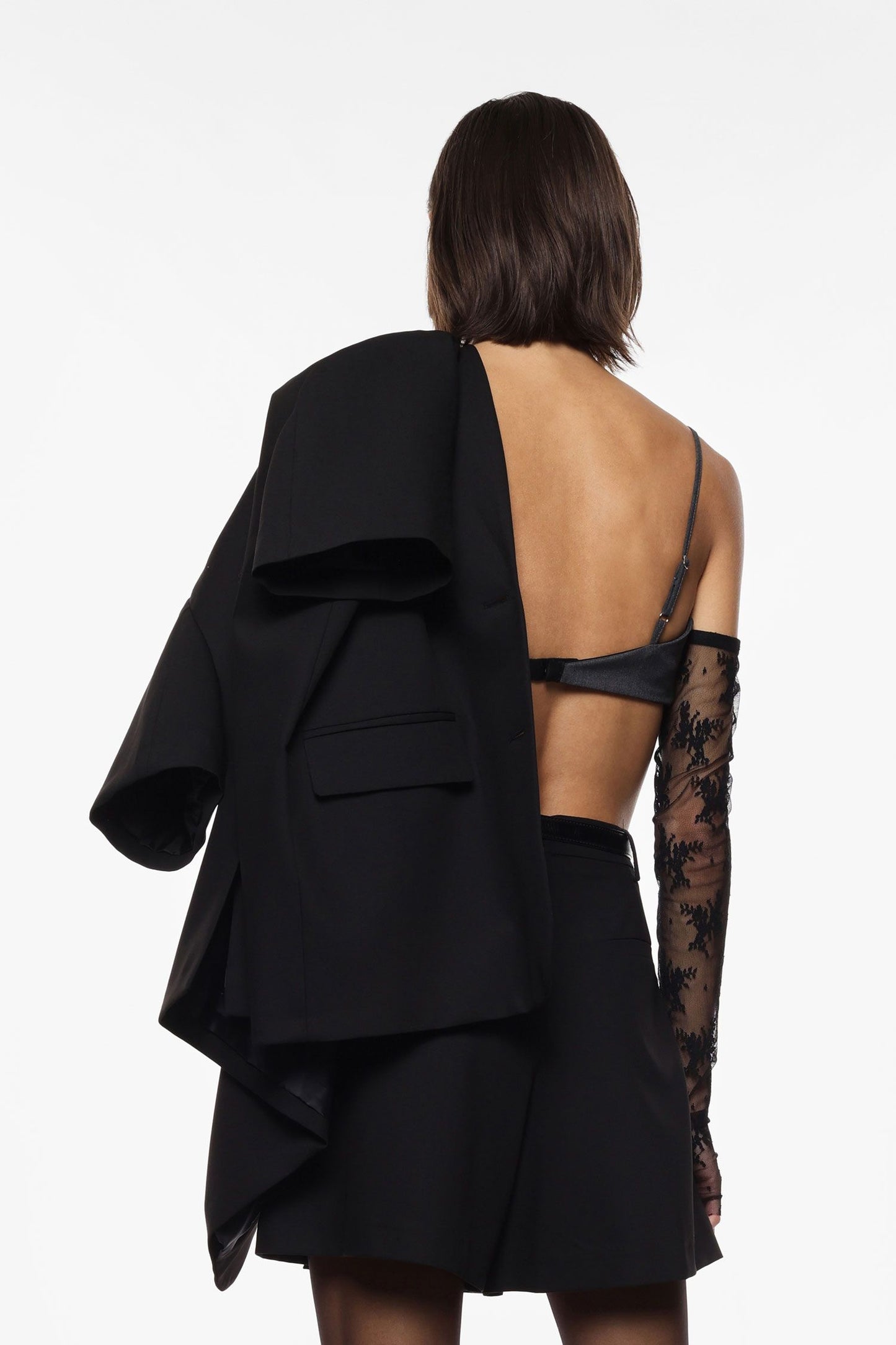 Top spalline sottili con bordo in pizzo decorativo