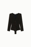 Top aderente con scollo a v e maniche lunghe