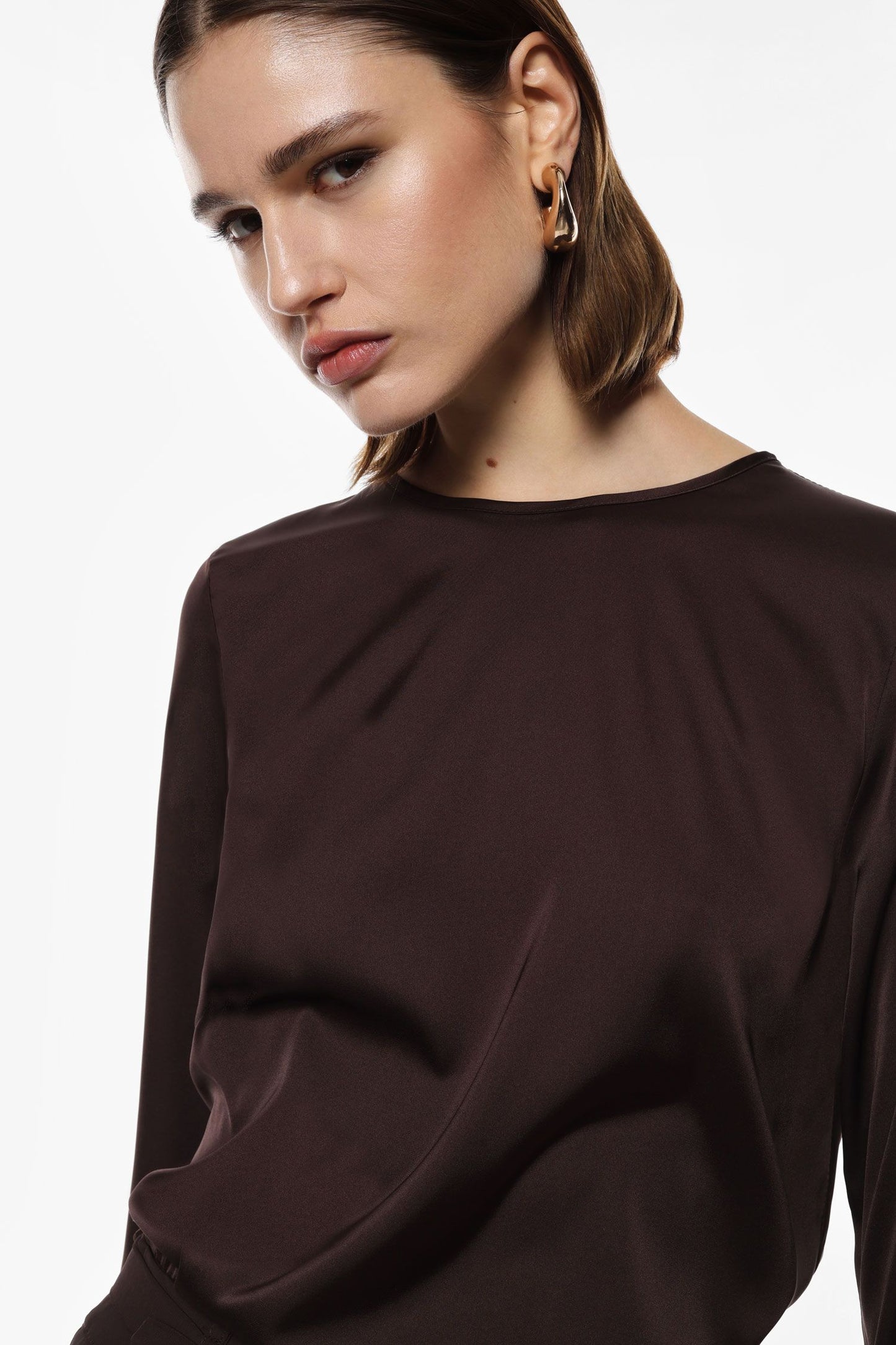 Top regular fit manica tre quarti collo giro