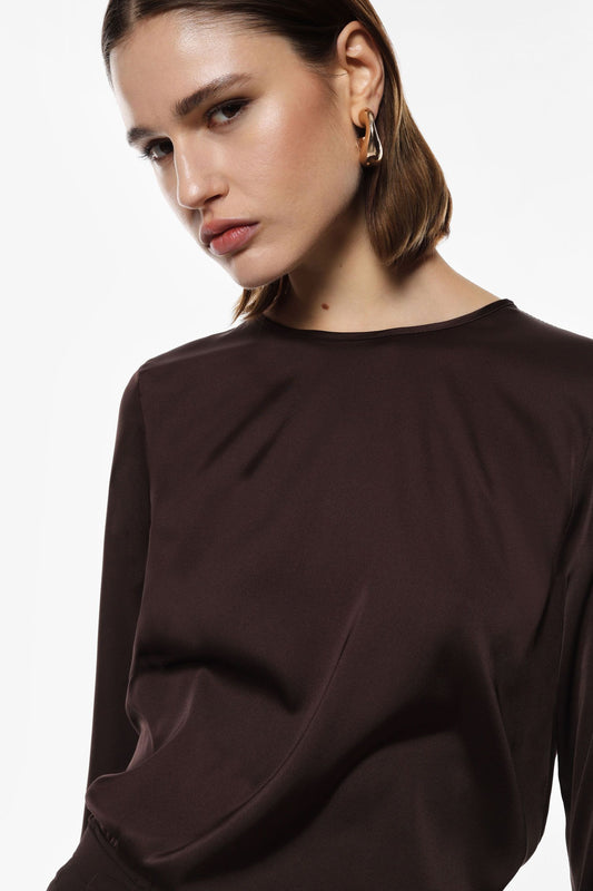 Top regular fit manica tre quarti collo giro