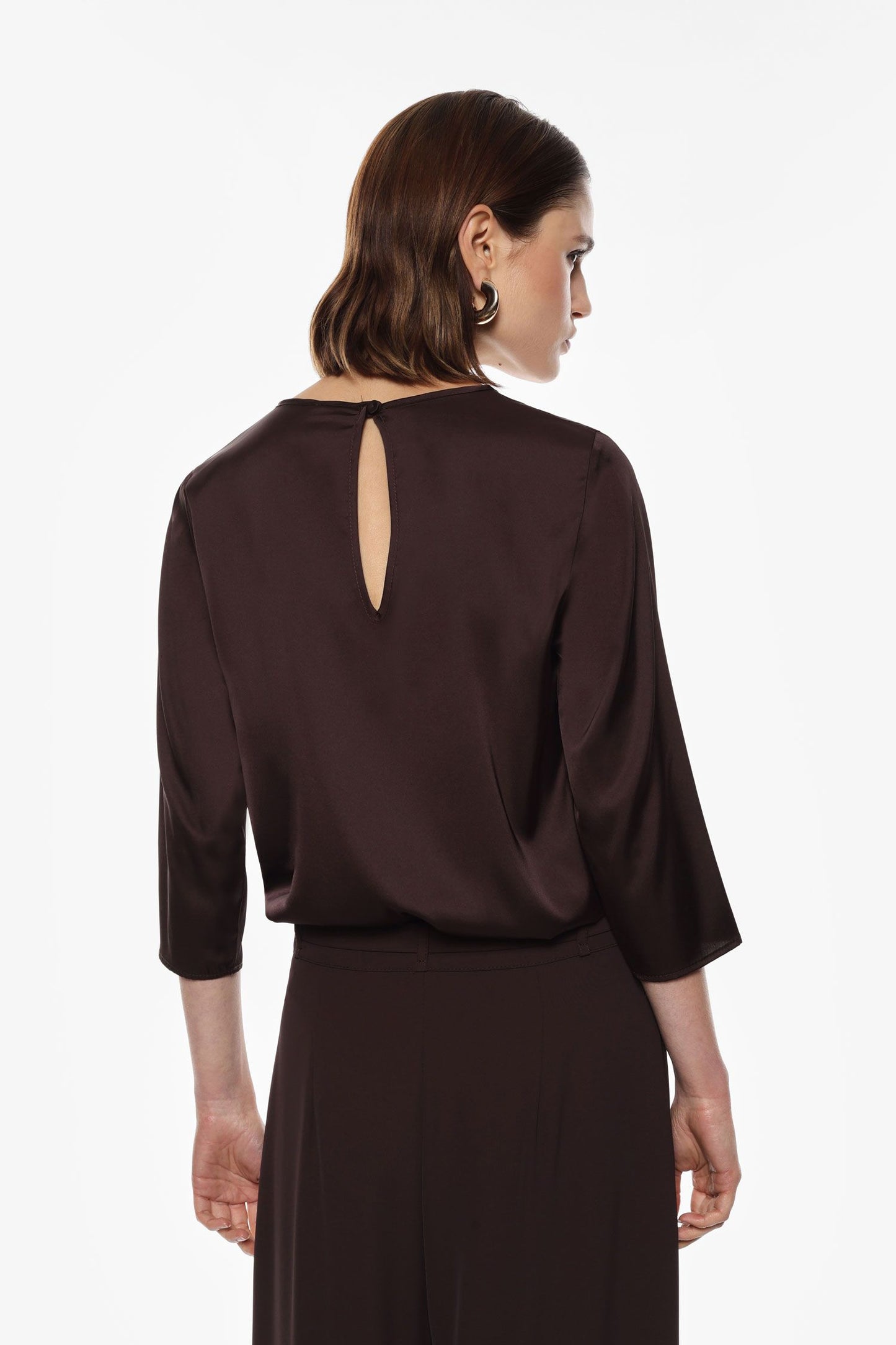 Top regular fit manica tre quarti collo giro