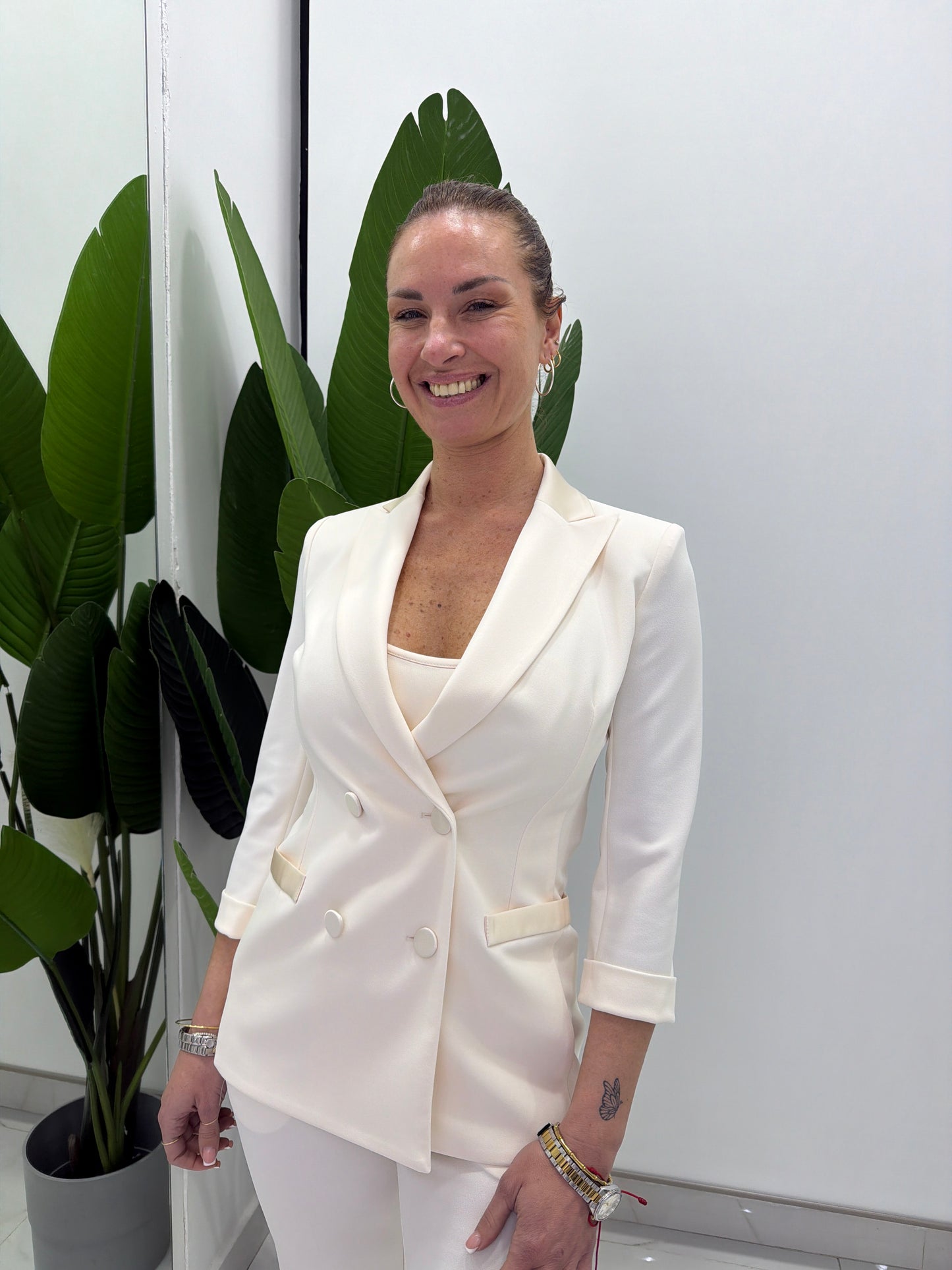 Blazer doppiopetto con maniche tre quarti