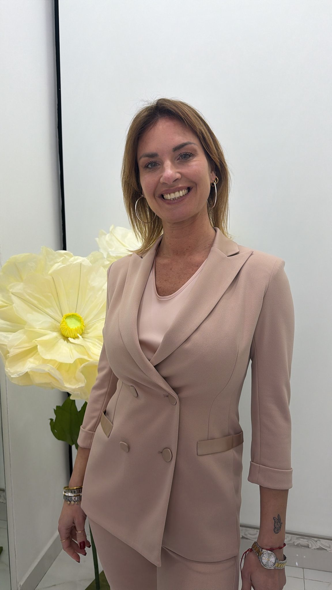 Blazer doppiopetto con maniche tre quarti