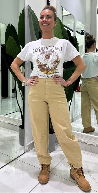 Pantaloni ampi vita alta con tasche