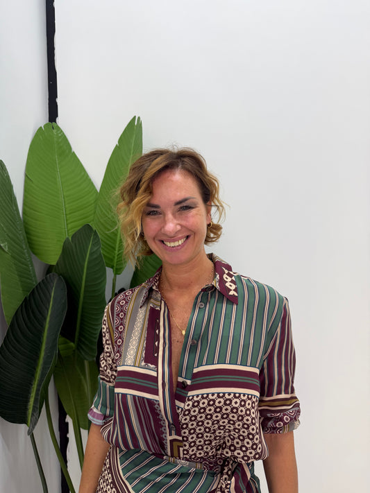 Camicia stampa geometrica colletto classico
