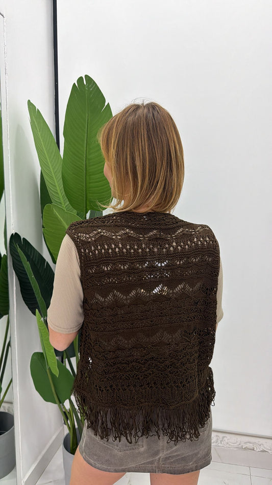 gilet fettuccia con frange