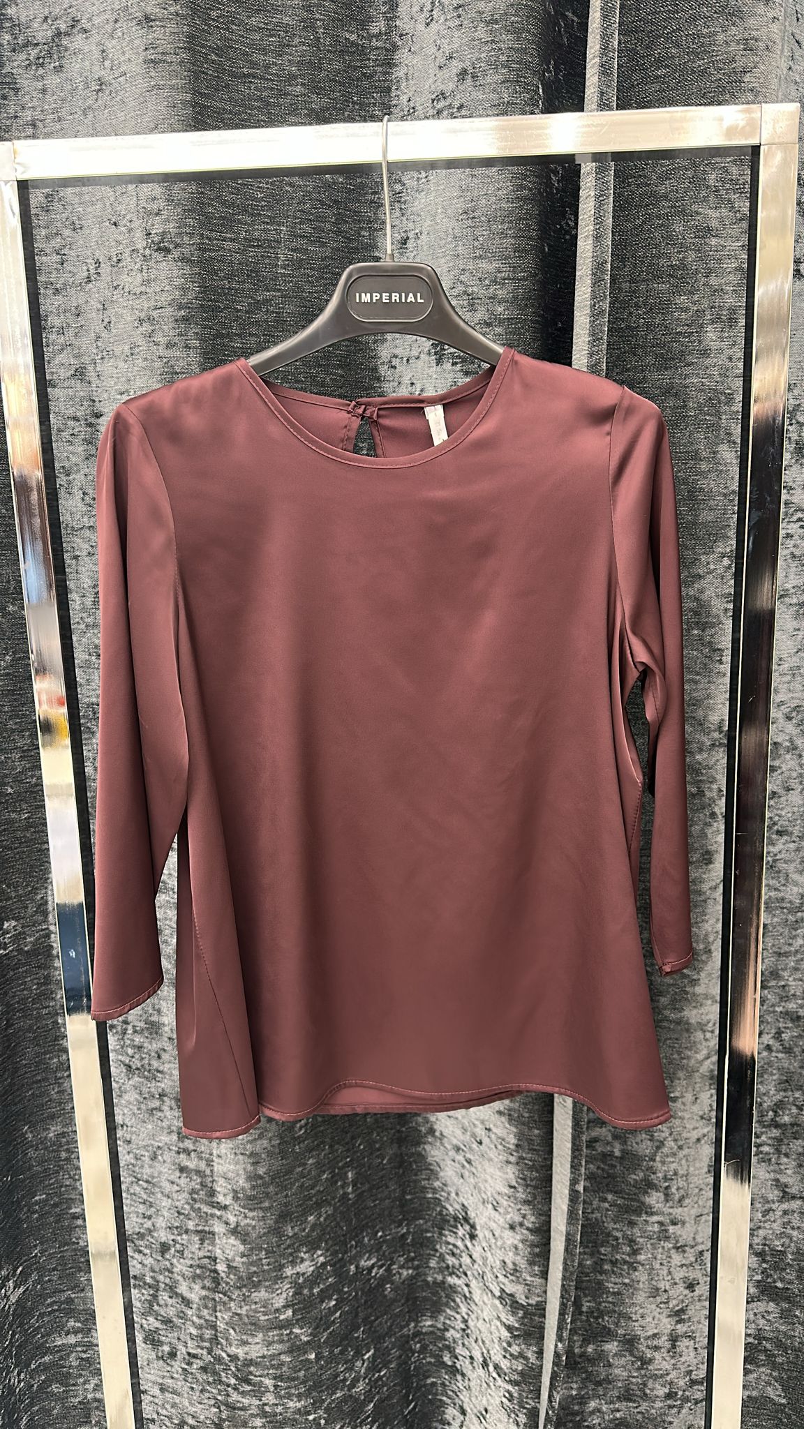 Top regular fit manica tre quarti collo giro