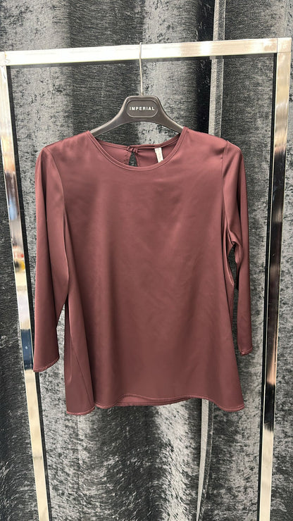 Top regular fit manica tre quarti collo giro