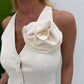 Gilet monopetto con fiore decorativo applicato