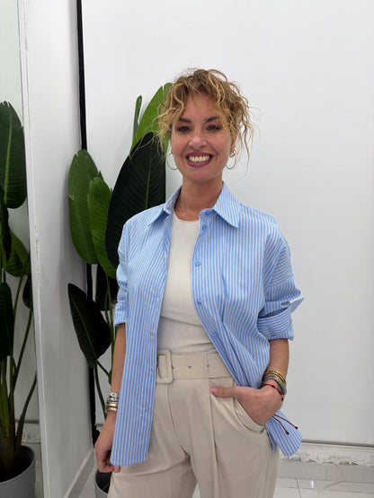 Camicia a righe fit morbido chiusura frontale bottoni