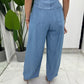 Jeans ampi a vita alta con cuciture frontali