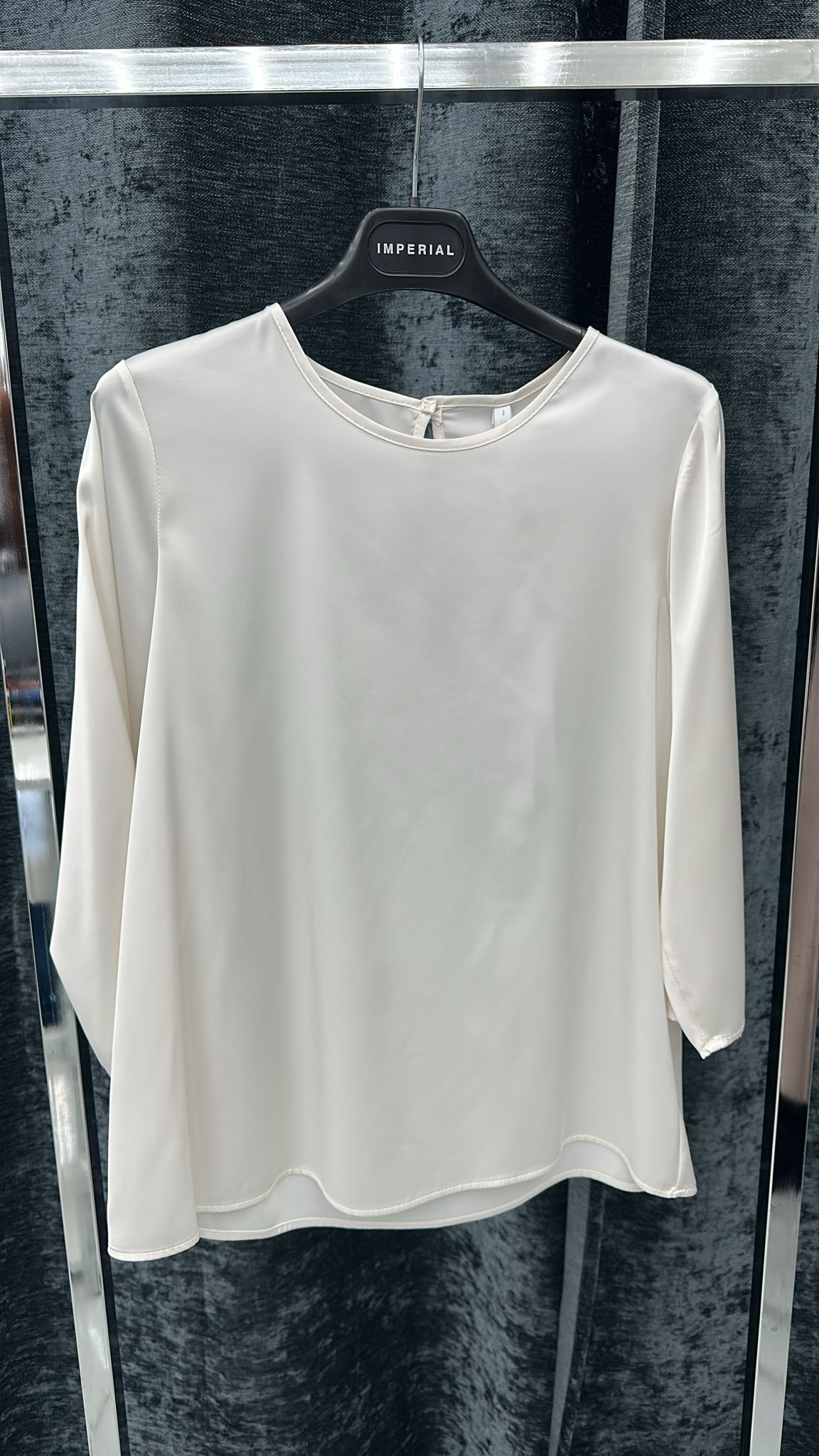 Top regular fit manica tre quarti collo giro