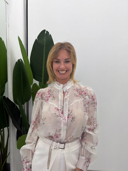Camicia Fantasia Latte e Rosa