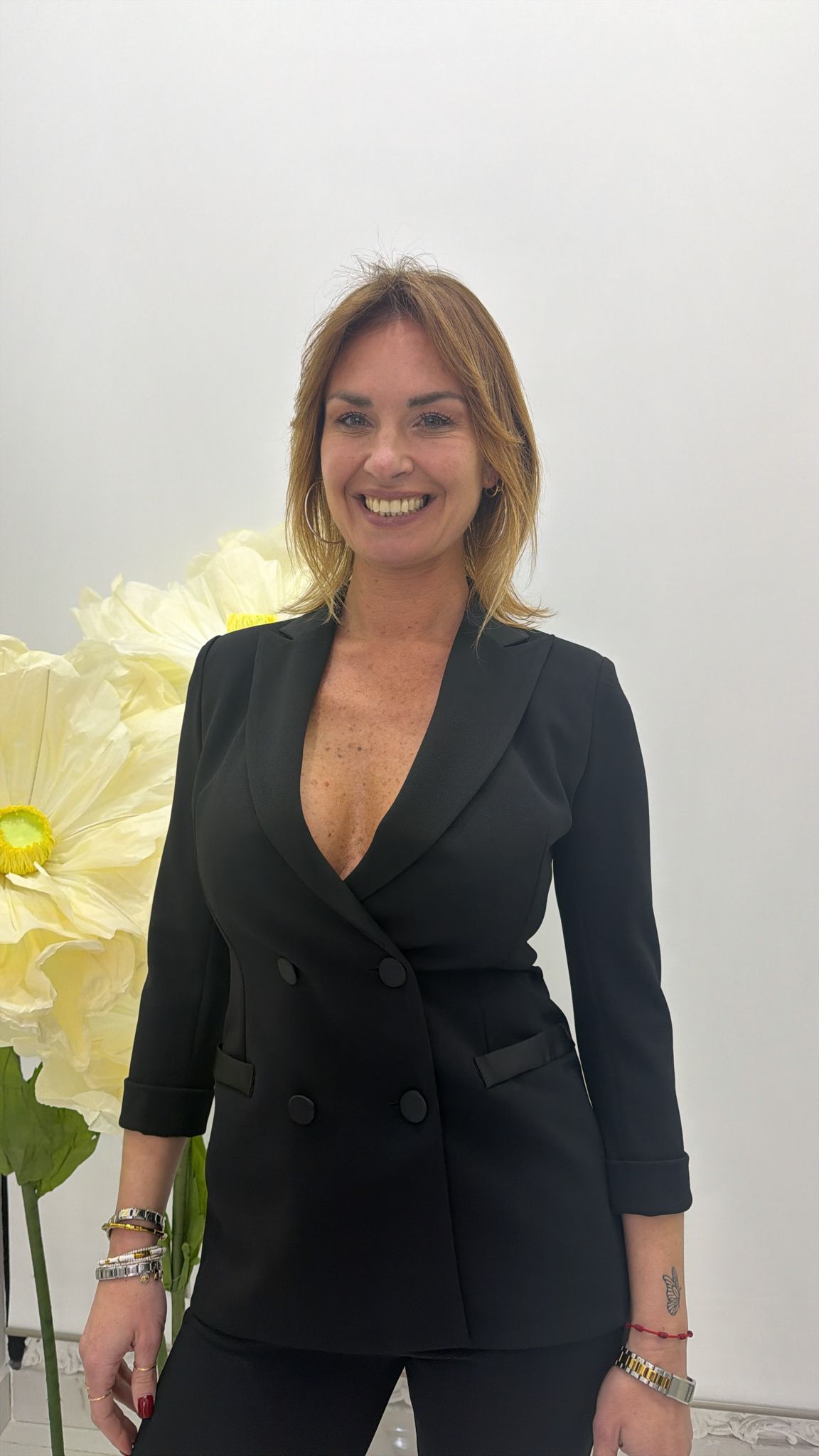 Blazer doppiopetto con maniche tre quarti