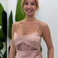 Top con spalline sottili e inserto in pizzo