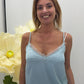 Top con bretelle sottile e inserto in pizzo