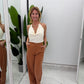 Pantaloni palazzo a vita alta con gamba ampia