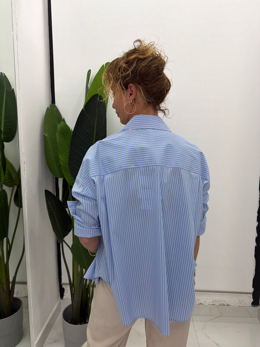 Camicia a righe fit morbido chiusura frontale bottoni