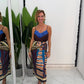 Gonna lunga a righe multicolore con nodo laterale