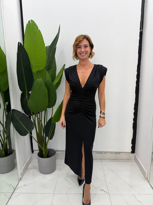 Imperial-Abito midi con spacco e scollo a v drappeggiato