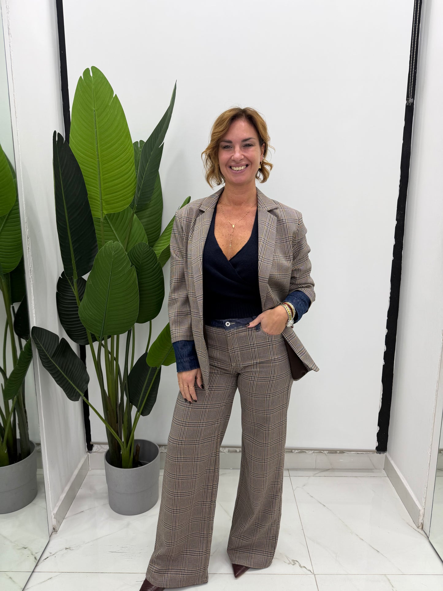 Please-Giacca Quadretti Jeans