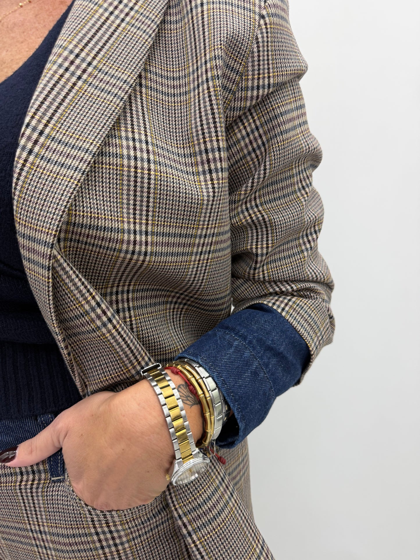 Please-Giacca Quadretti Jeans